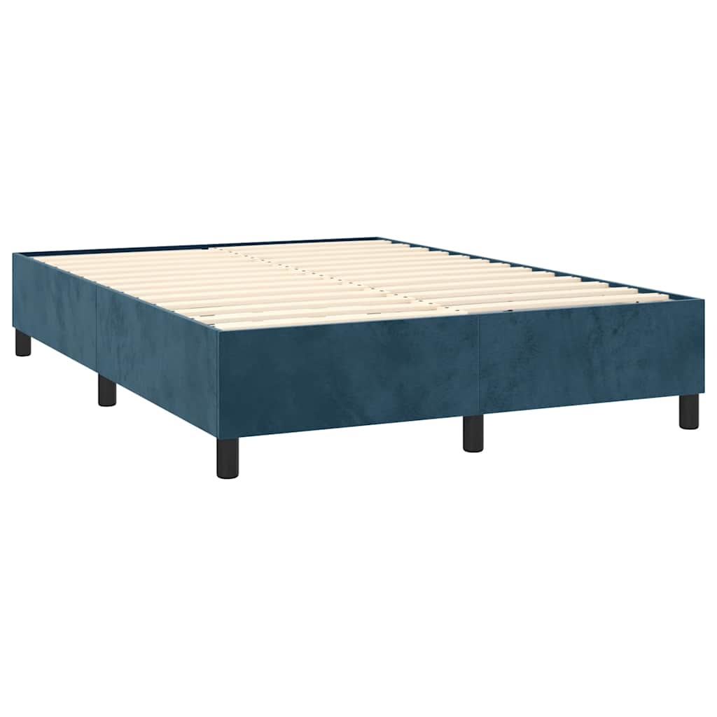 Sommier à lattes de lit et matelas Bleu foncé 140x190cm Velours - XIOS