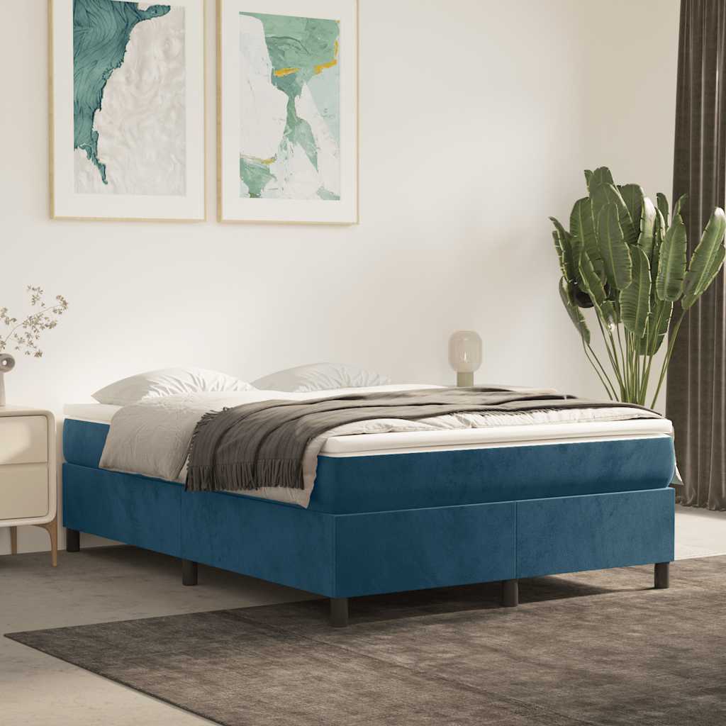Sommier à lattes de lit et matelas Bleu foncé 140x190cm Velours - XIOS