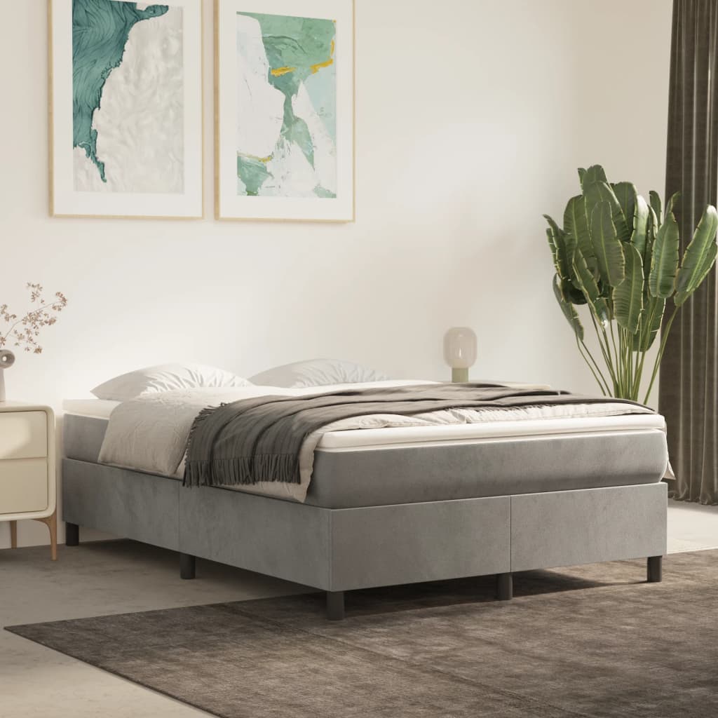 Sommier à lattes de lit et matelas Gris clair 140x200cm Velours - XIOS
