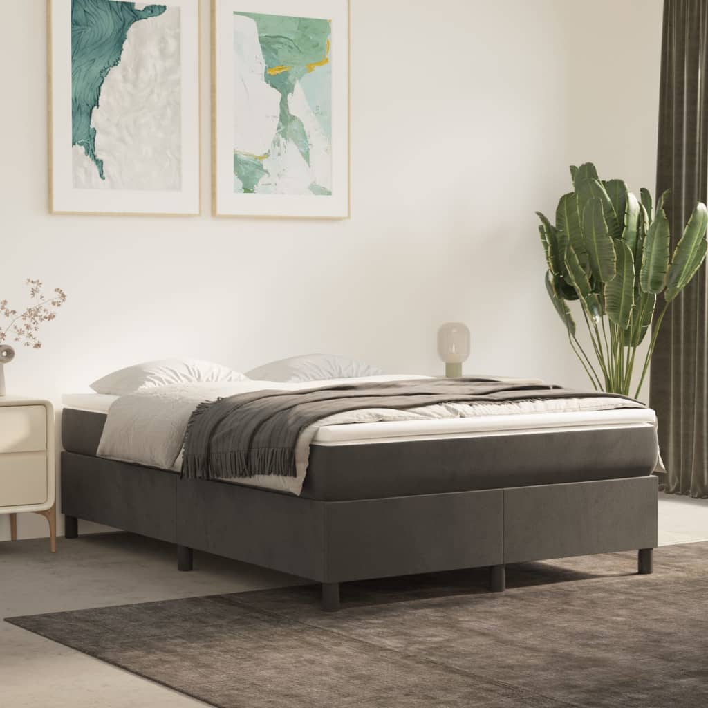 Sommier à lattes de lit et matelas Gris foncé 140x200cm Velours - XIOS