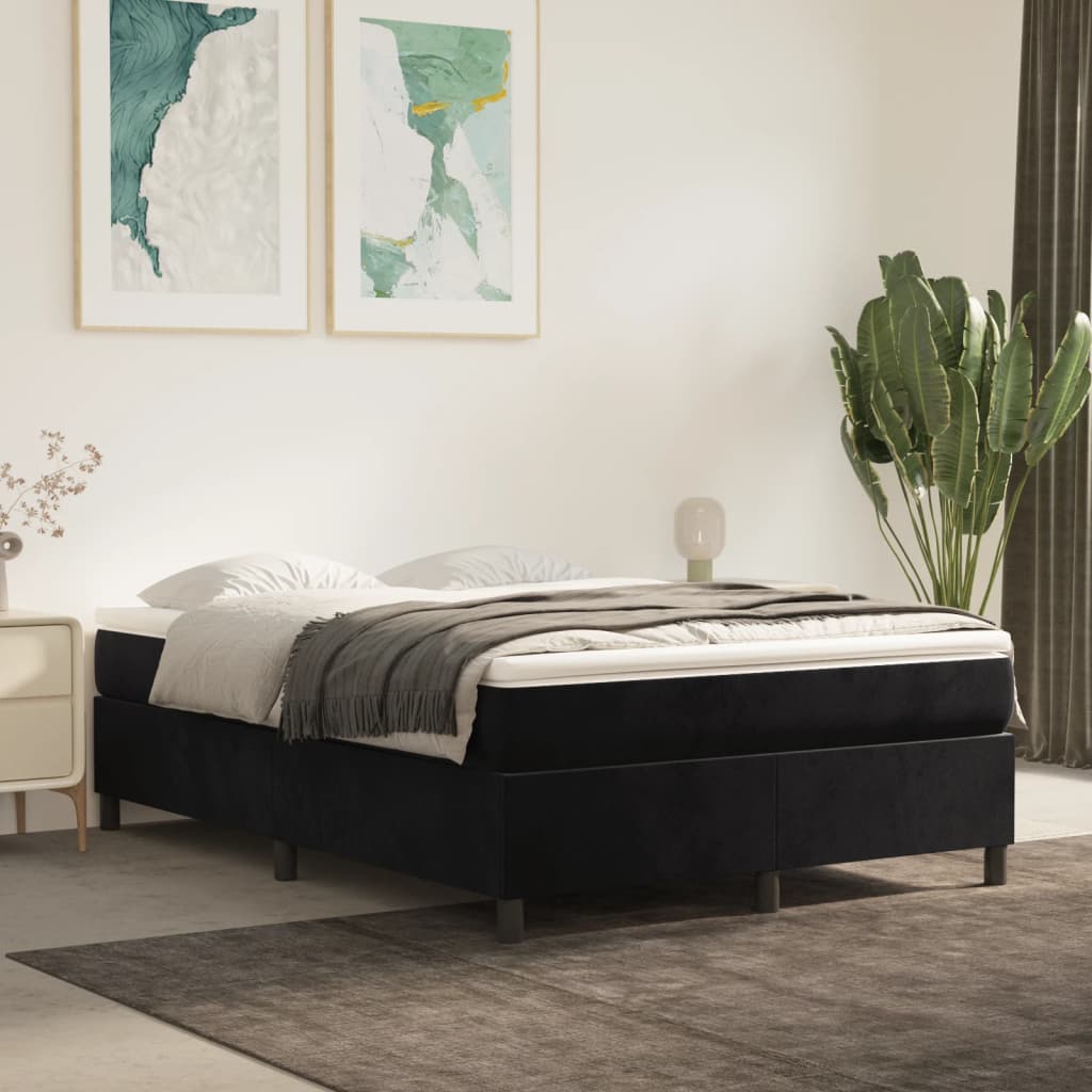 Sommier à lattes de lit avec matelas Noir 140x200 cm Velours - XIOS