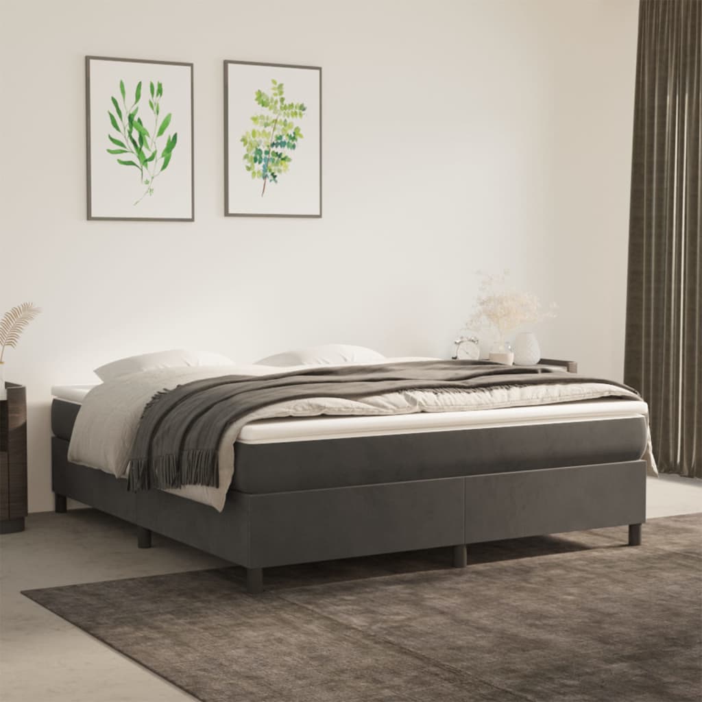 Sommier à lattes de lit et matelas Gris foncé 160x200cm Velours - XIOS