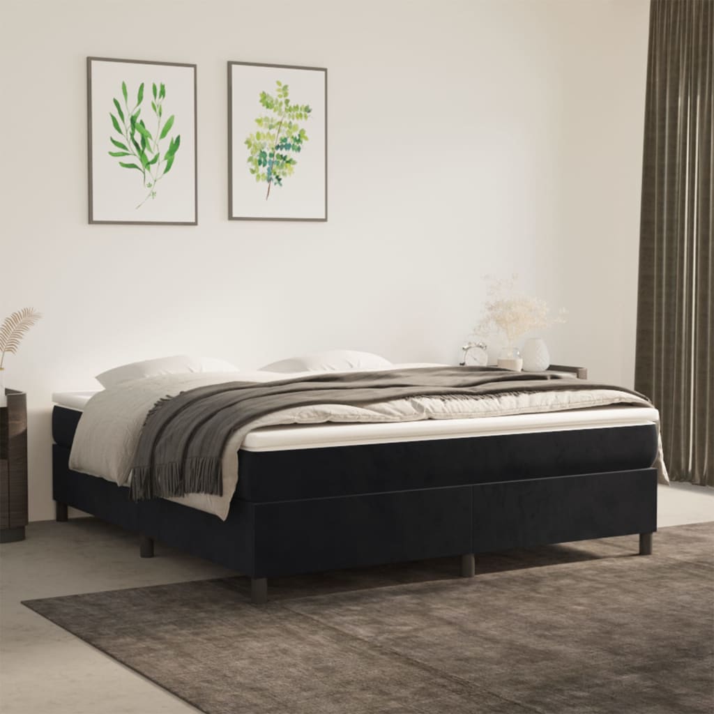 Sommier à lattes de lit et matelas Noir 160x200 cm Velours - XIOS