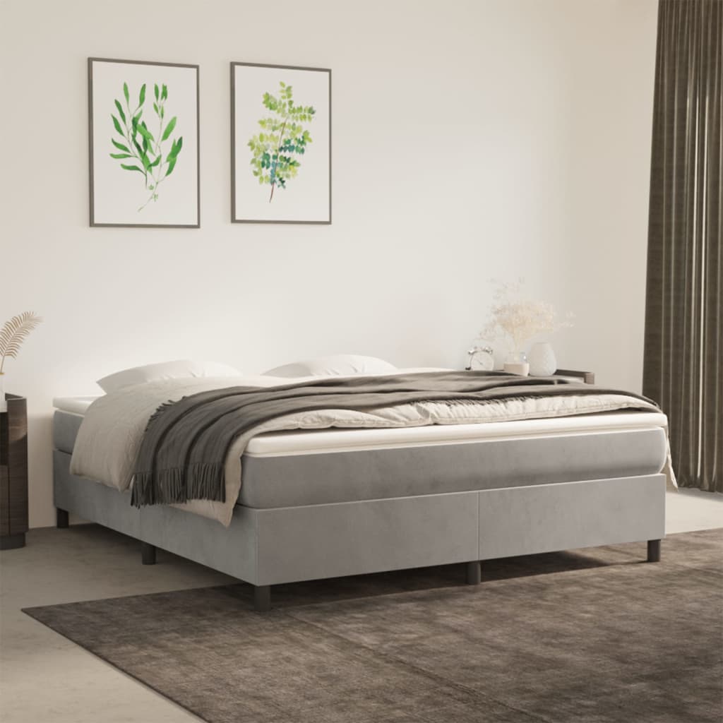 Sommier à lattes de lit et matelas Gris clair 180x200cm Velours - XIOS