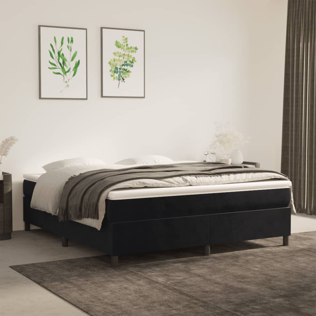 Sommier à lattes de lit avec matelas Noir 180x200 cm Velours - XIOS