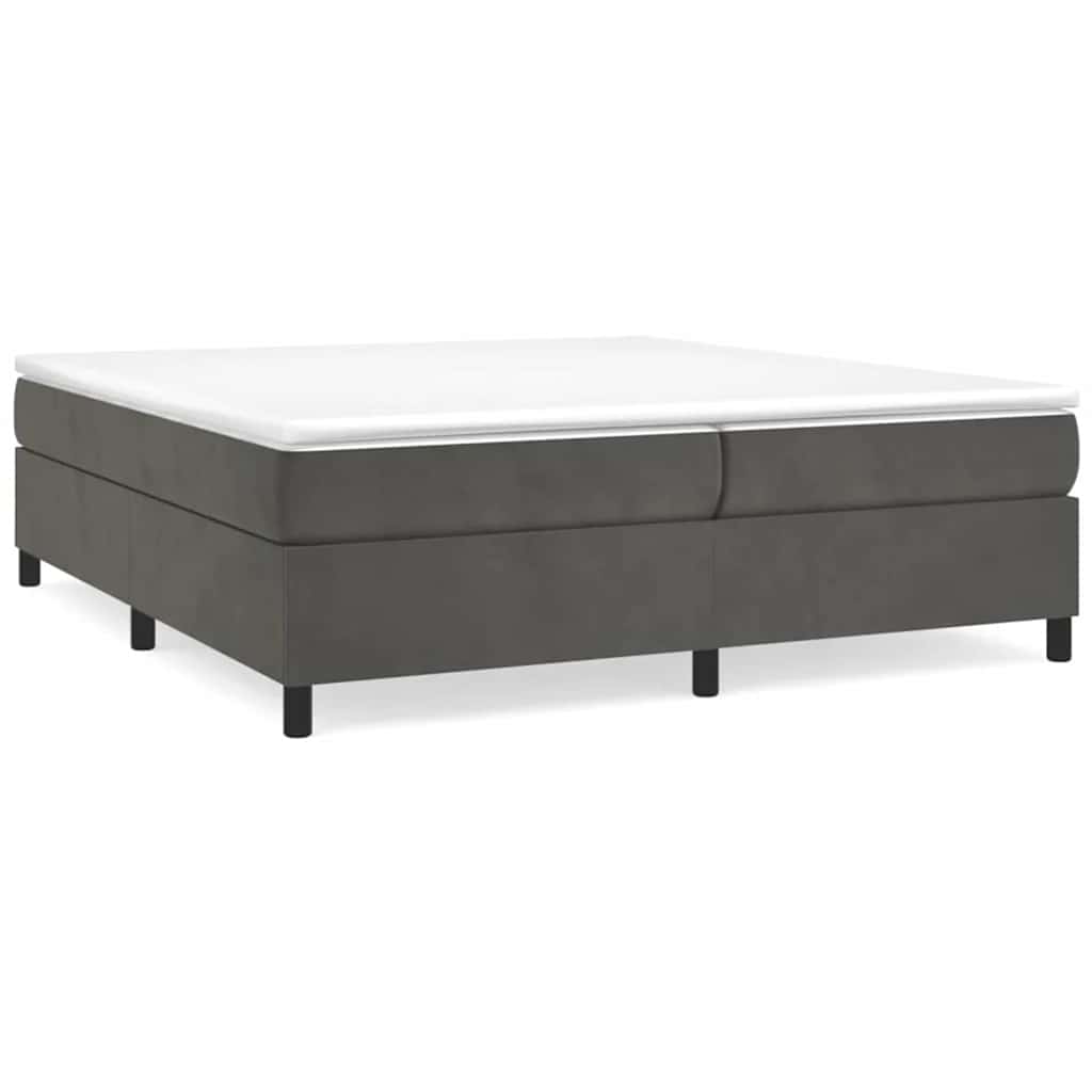 Sommier à lattes de lit et matelas Gris foncé 200x200cm Velours