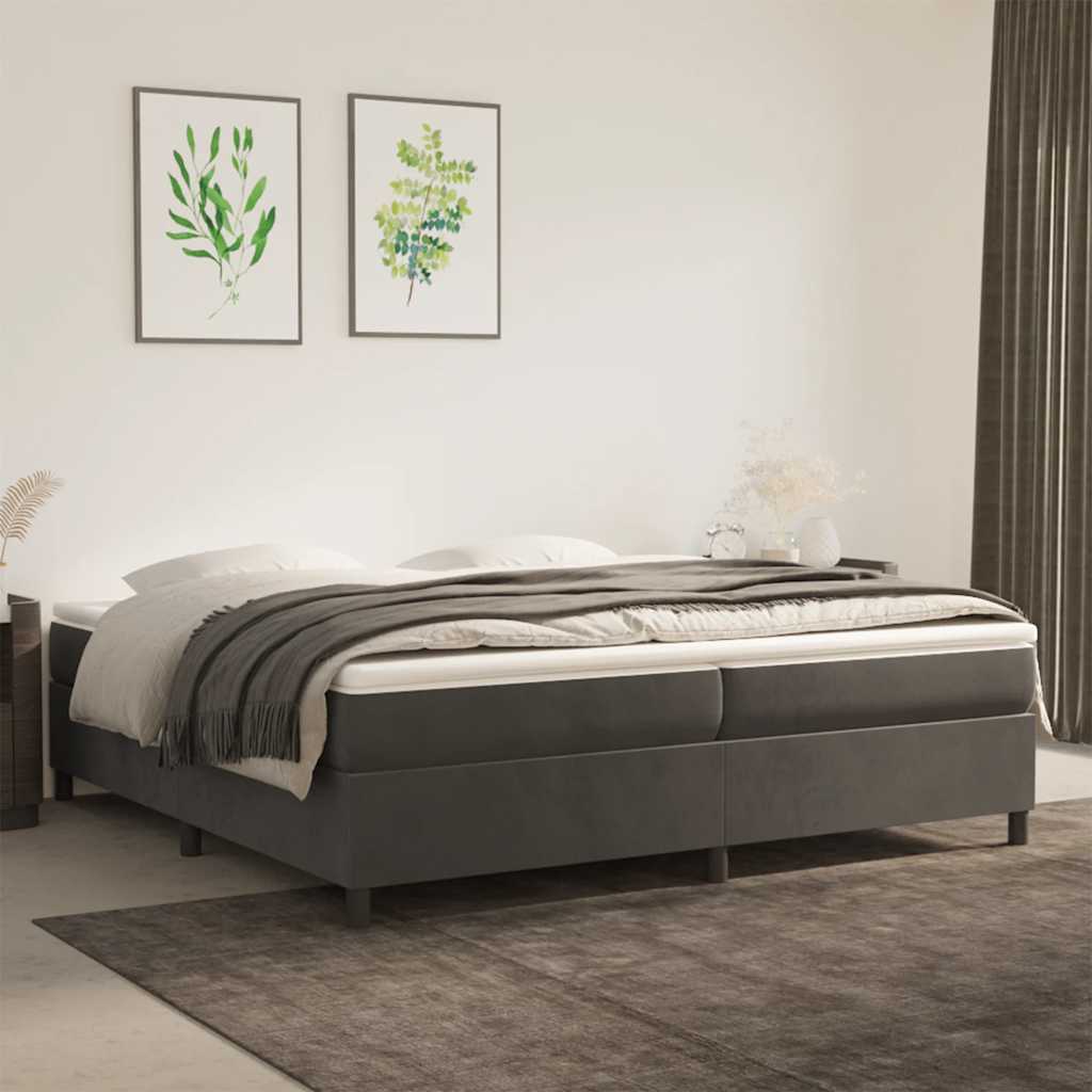Sommier à lattes de lit et matelas Gris foncé 200x200cm Velours - XIOS