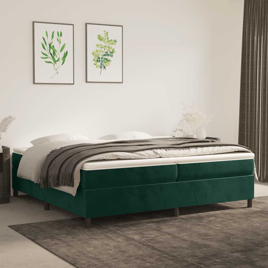 Sommier à lattes de lit et matelas Vert foncé 200x200cm Velours - XIOS