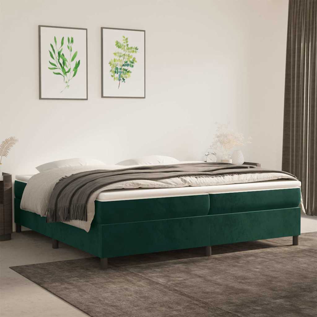 Sommier à lattes de lit et matelas Vert foncé 200x200cm Velours