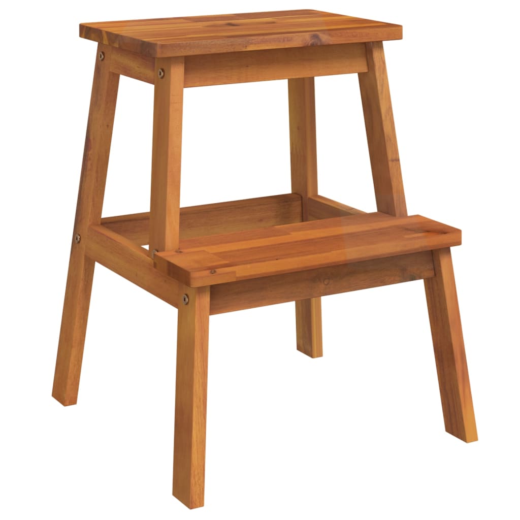 Tabouret-escabeau 2 marches 40x38x50 cm Bois d'acacia solide - XIOS