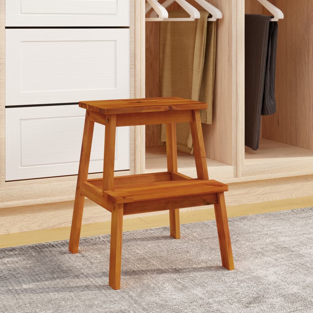 Tabouret-escabeau 2 marches 40x38x50 cm Bois d'acacia solide - XIOS