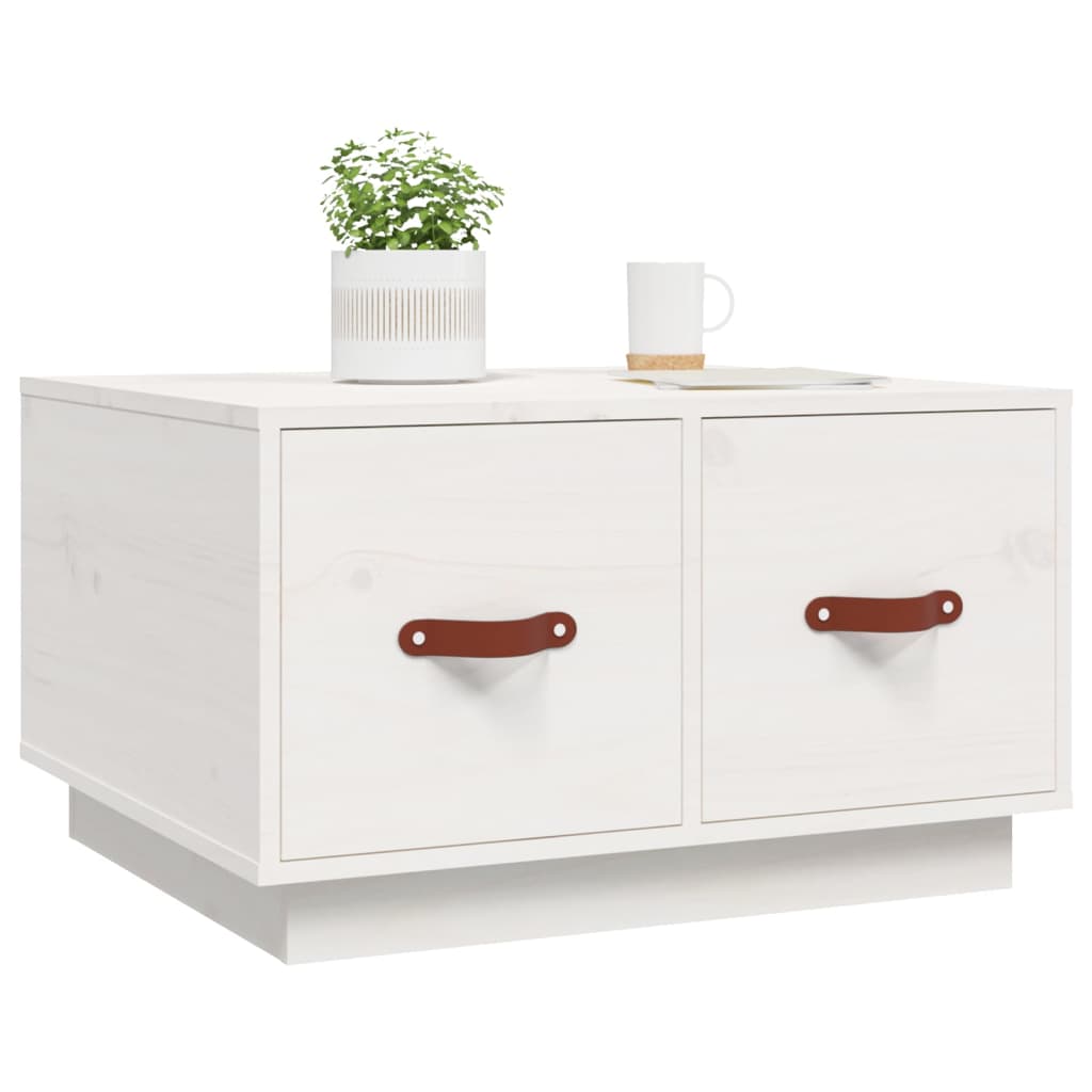 Table basse Blanc 60x53x35 cm Bois massif de pin - XIOS
