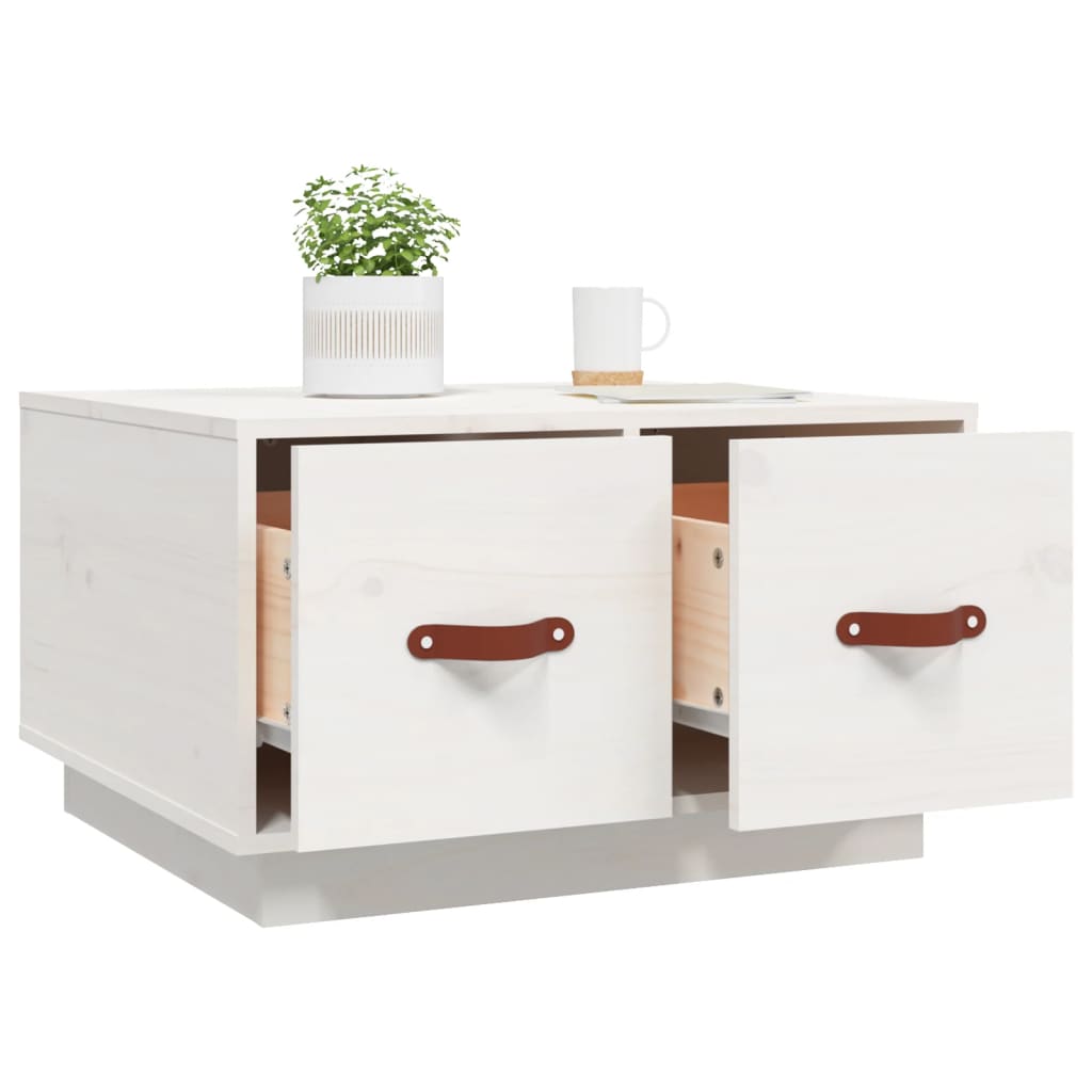Table basse Blanc 60x53x35 cm Bois massif de pin - XIOS