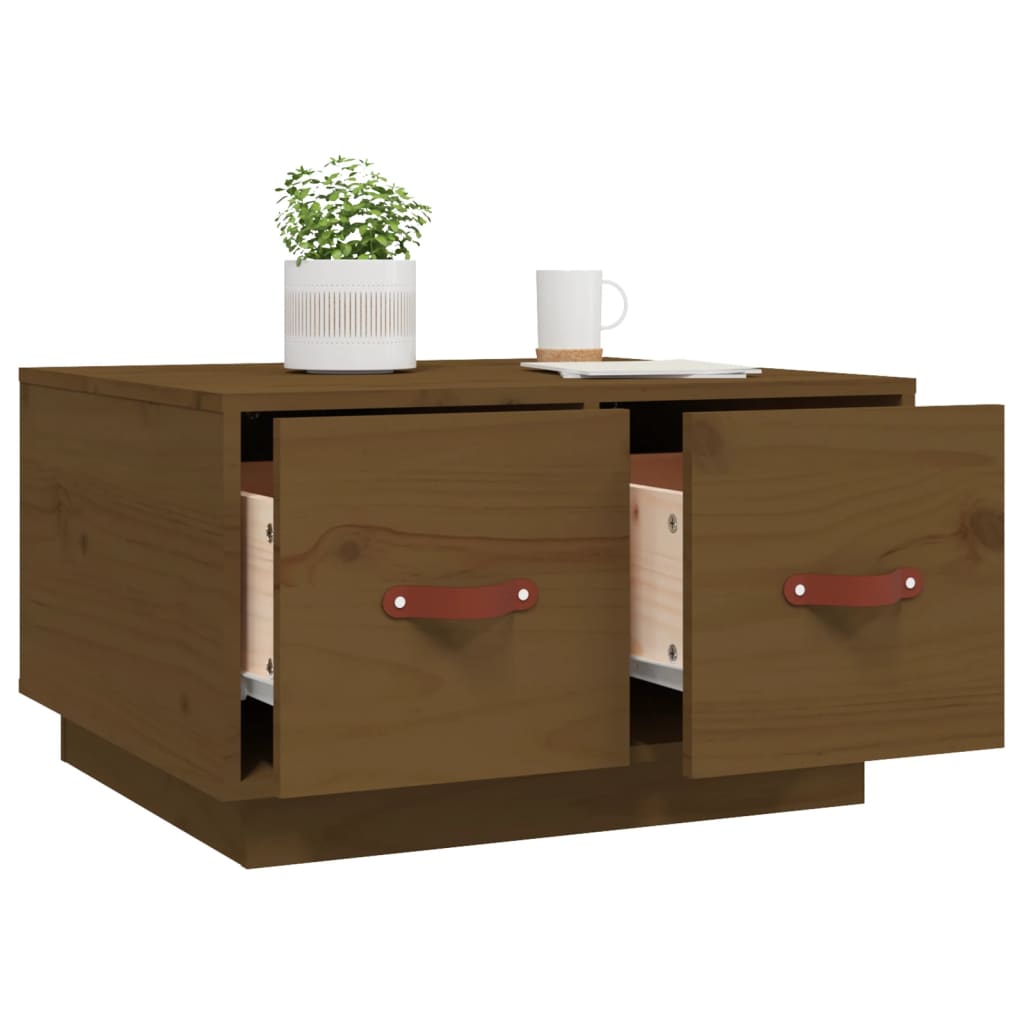 Table basse Marron miel 60x53x35 cm Bois massif de pin - XIOS