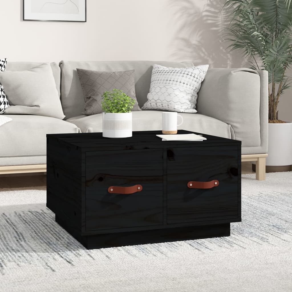 Table basse Noir 60x53x35 cm Bois massif de pin - XIOS