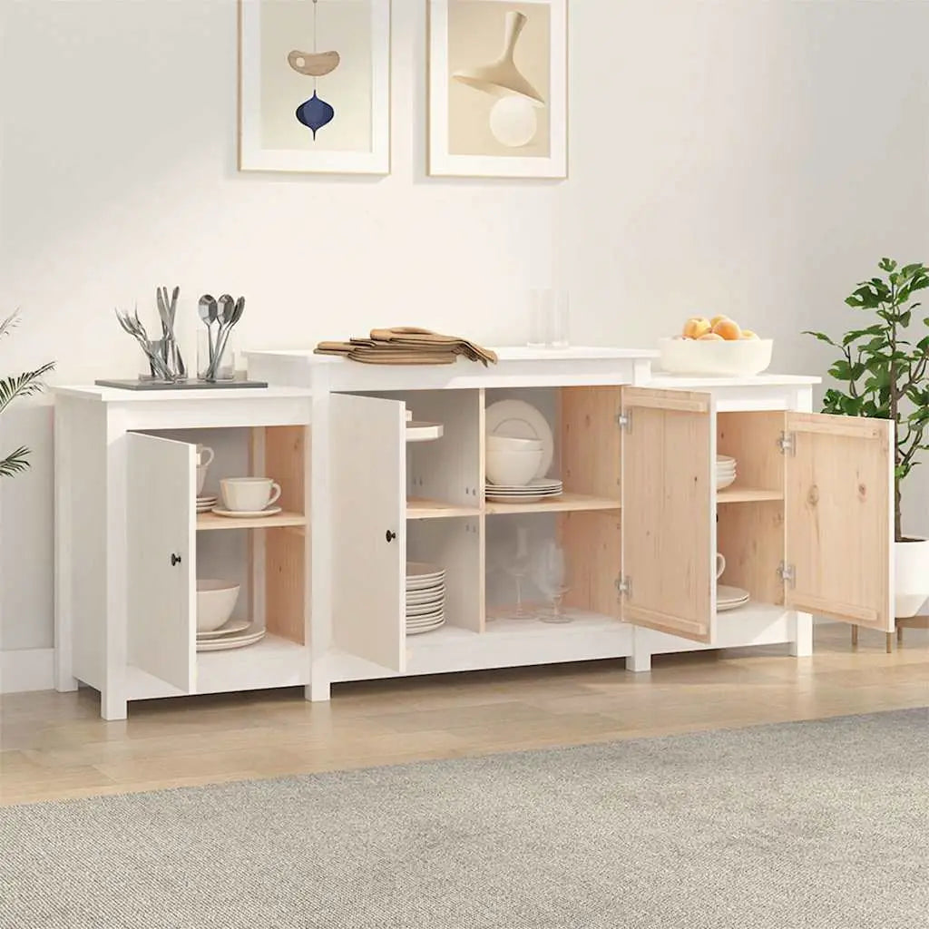 Buffet Blanc 164x37x68 cm Bois massif de pin - XIOS