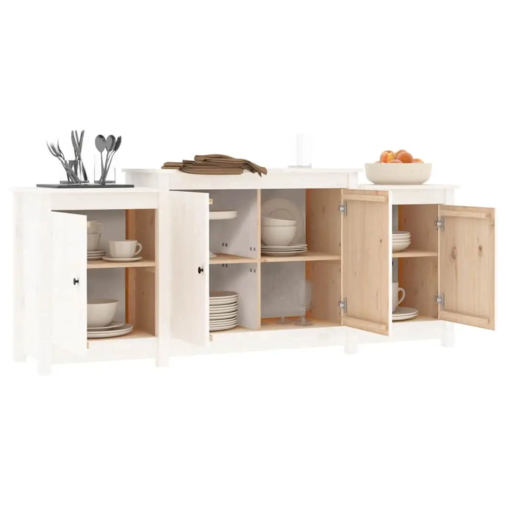 Buffet Blanc 164x37x68 cm Bois massif de pin - XIOS