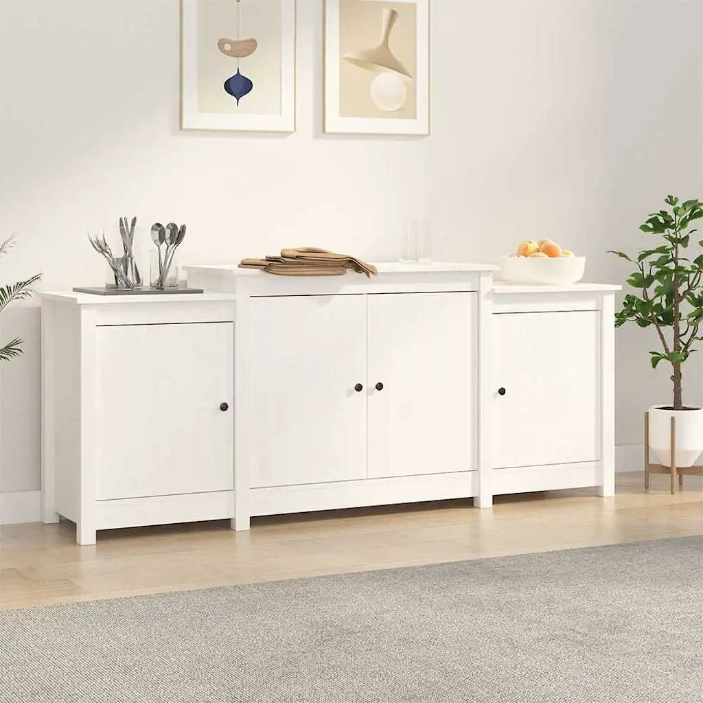 Buffet Blanc 164x37x68 cm Bois massif de pin - XIOS