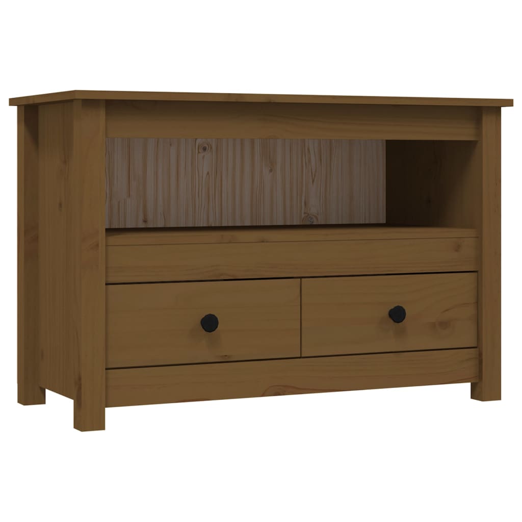 Meuble TV Marron miel 79x35x52 cm Bois de pin massif - XIOS