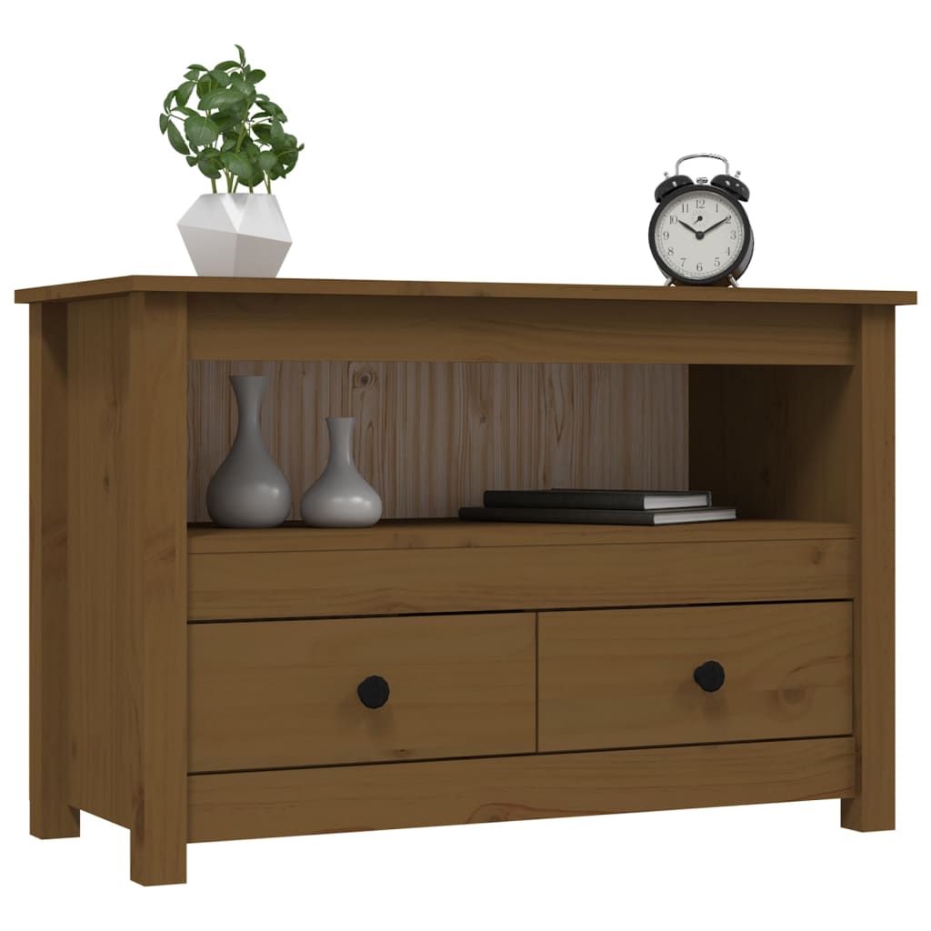 Meuble TV Marron miel 79x35x52 cm Bois de pin massif - XIOS