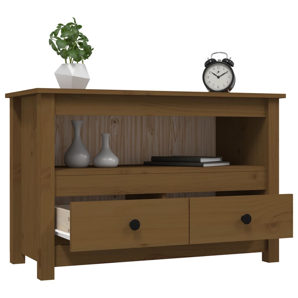 Meuble TV Marron miel 79x35x52 cm Bois de pin massif - XIOS