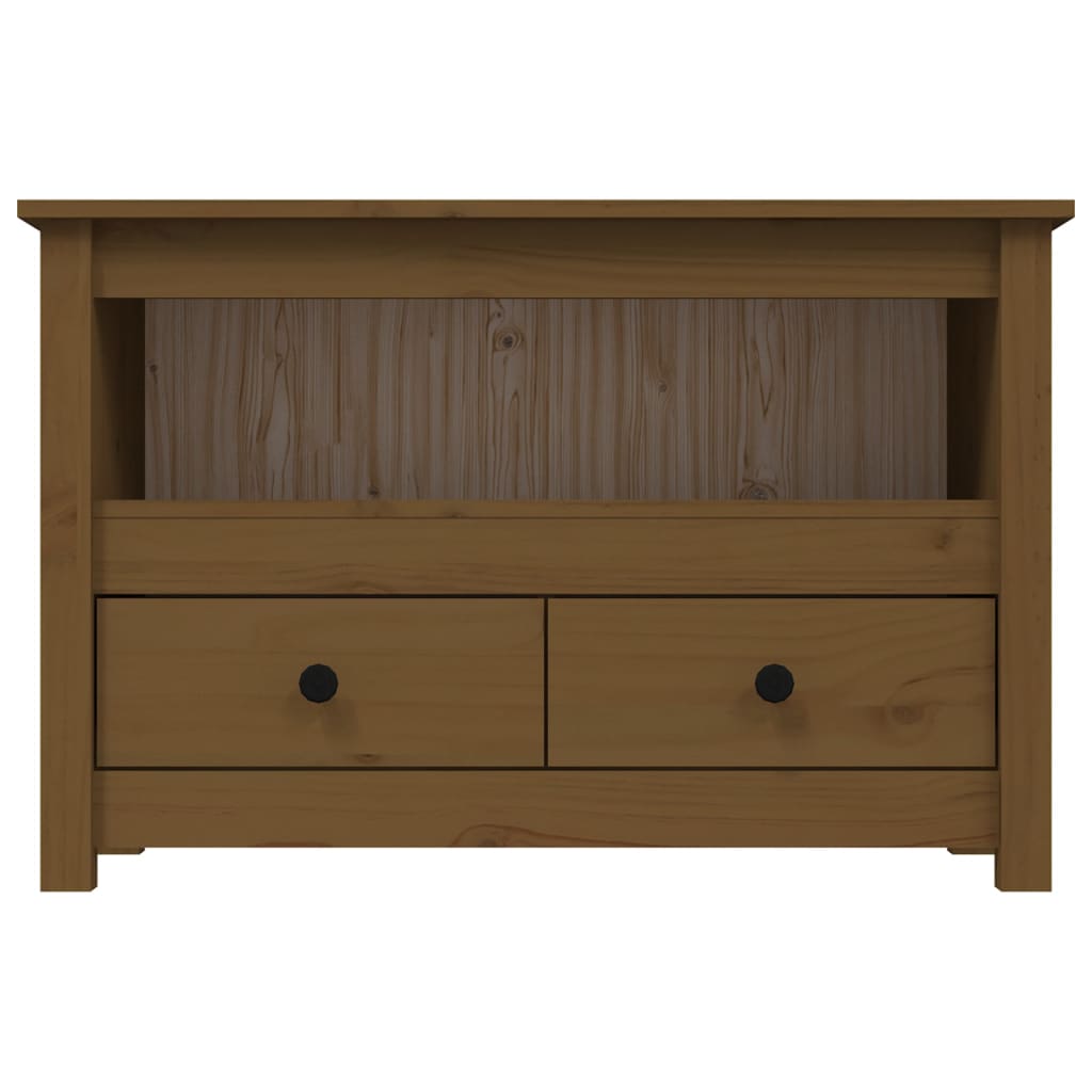 Meuble TV Marron miel 79x35x52 cm Bois de pin massif - XIOS