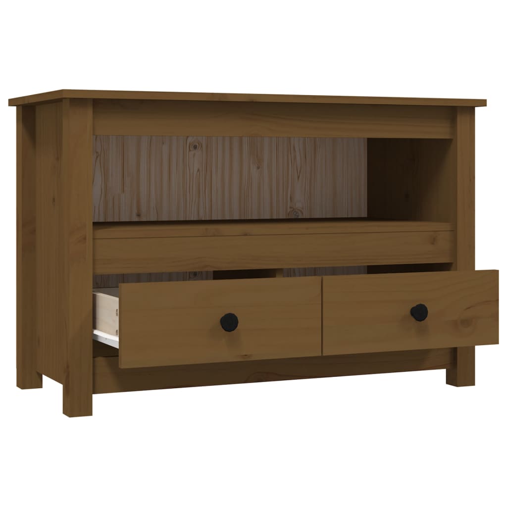 Meuble TV Marron miel 79x35x52 cm Bois de pin massif - XIOS