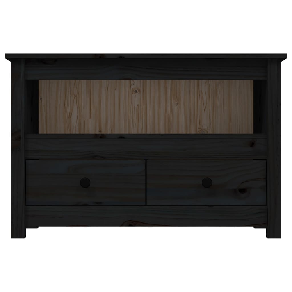 Meuble TV Noir 79x35x52 cm Bois de pin massif - XIOS