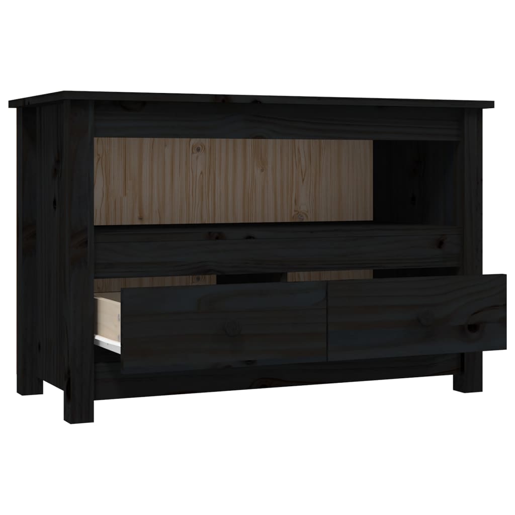 Meuble TV Noir 79x35x52 cm Bois de pin massif - XIOS