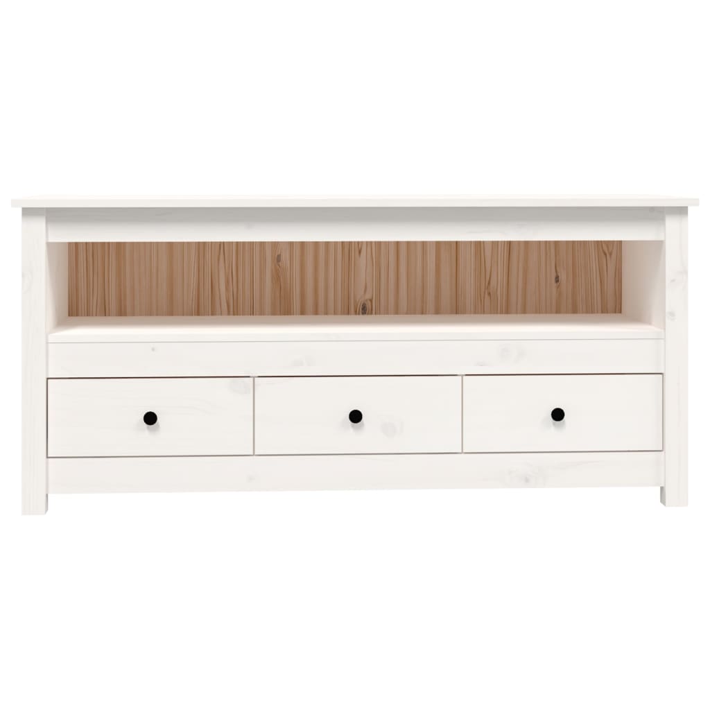 Meuble TV Blanc 114x35x52 cm Bois de pin massif - XIOS