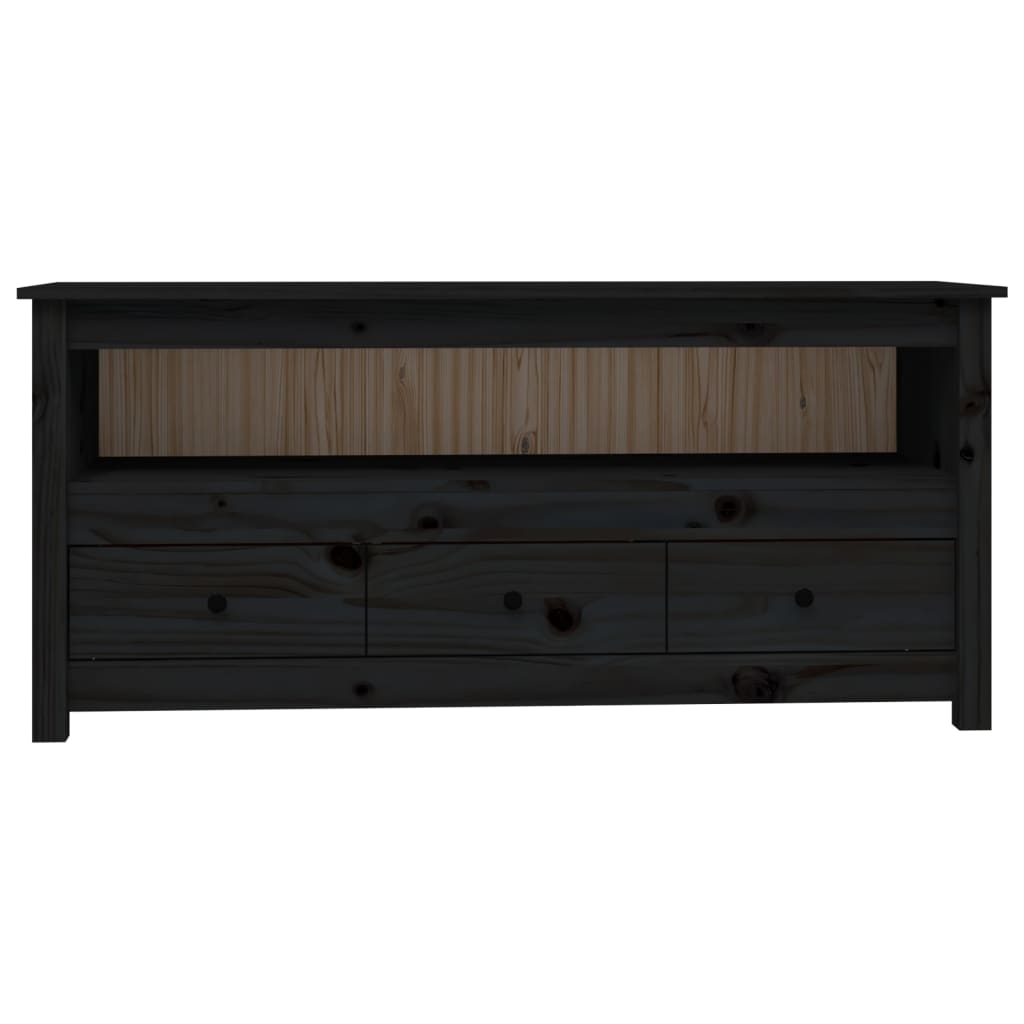 Meuble TV Noir 114x35x52 cm Bois de pin massif - XIOS