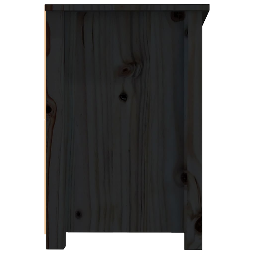 Meuble TV Noir 114x35x52 cm Bois de pin massif - XIOS