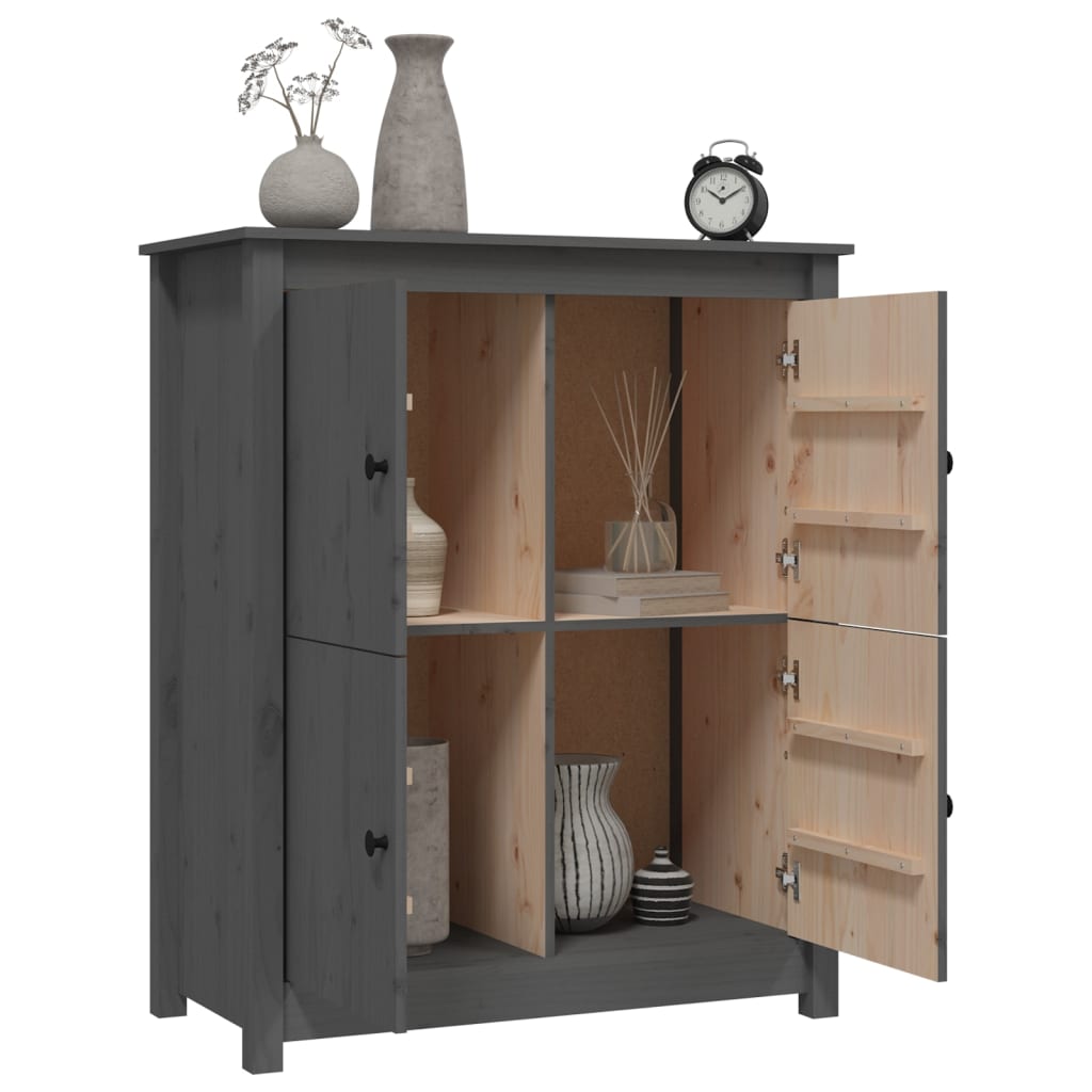 Buffet Gris 83x41,5x100 cm Bois massif de pin - XIOS