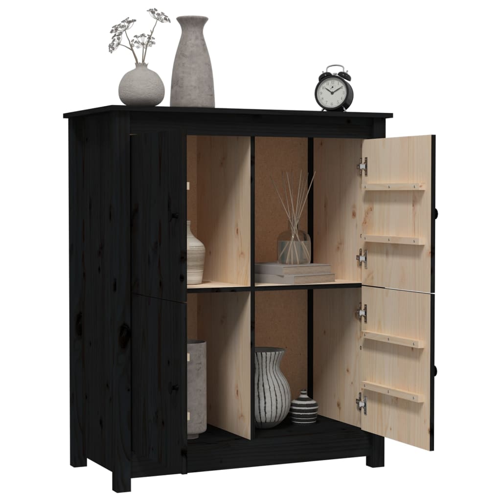 Buffet Noir 83x41,5x100 cm Bois massif de pin - XIOS