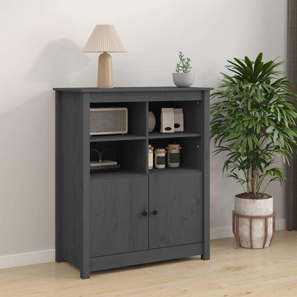 Buffet Gris 83x41,5x100 cm Bois massif de pin - XIOS