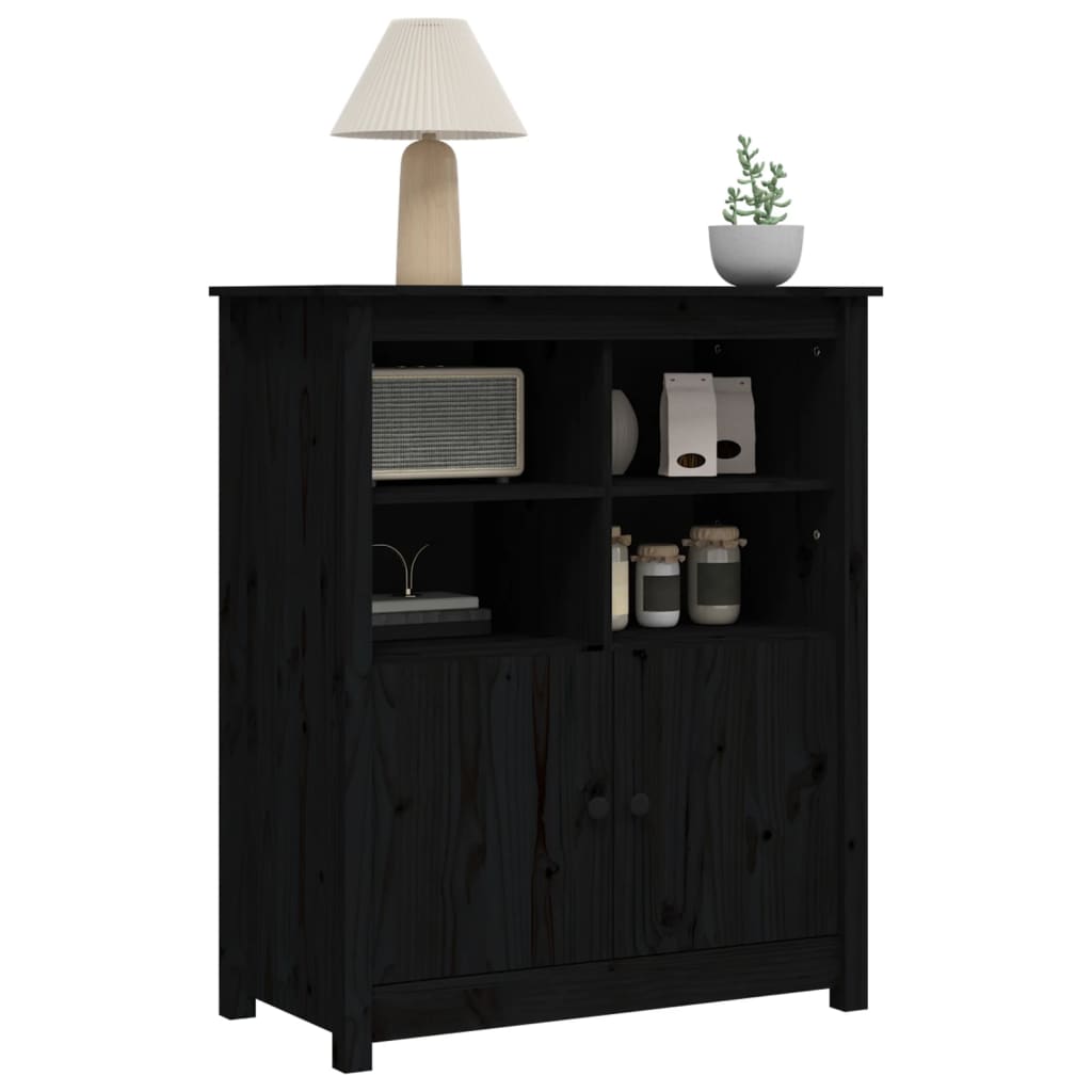 Buffet Noir 83x41,5x100 cm Bois massif de pin - XIOS