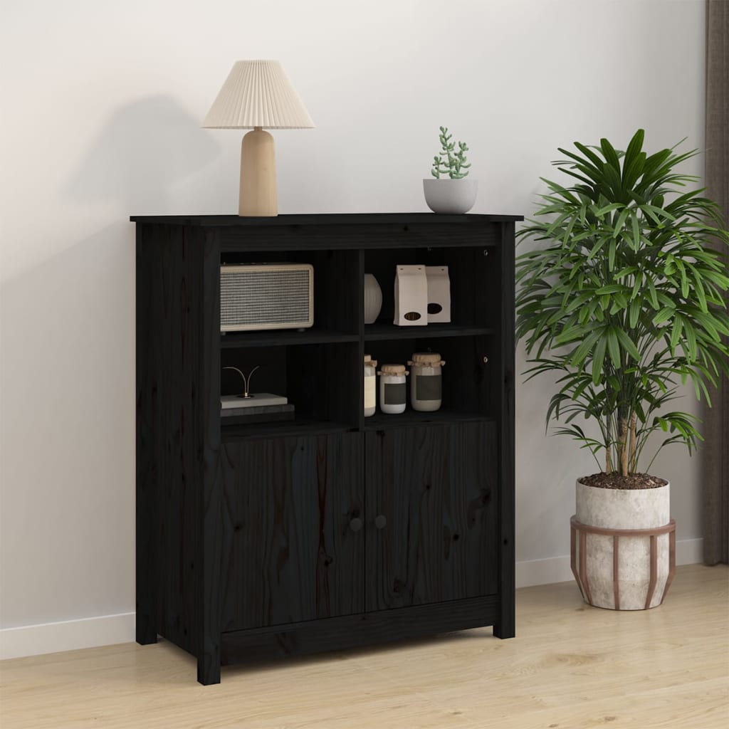 Buffet Noir 83x41,5x100 cm Bois massif de pin - XIOS