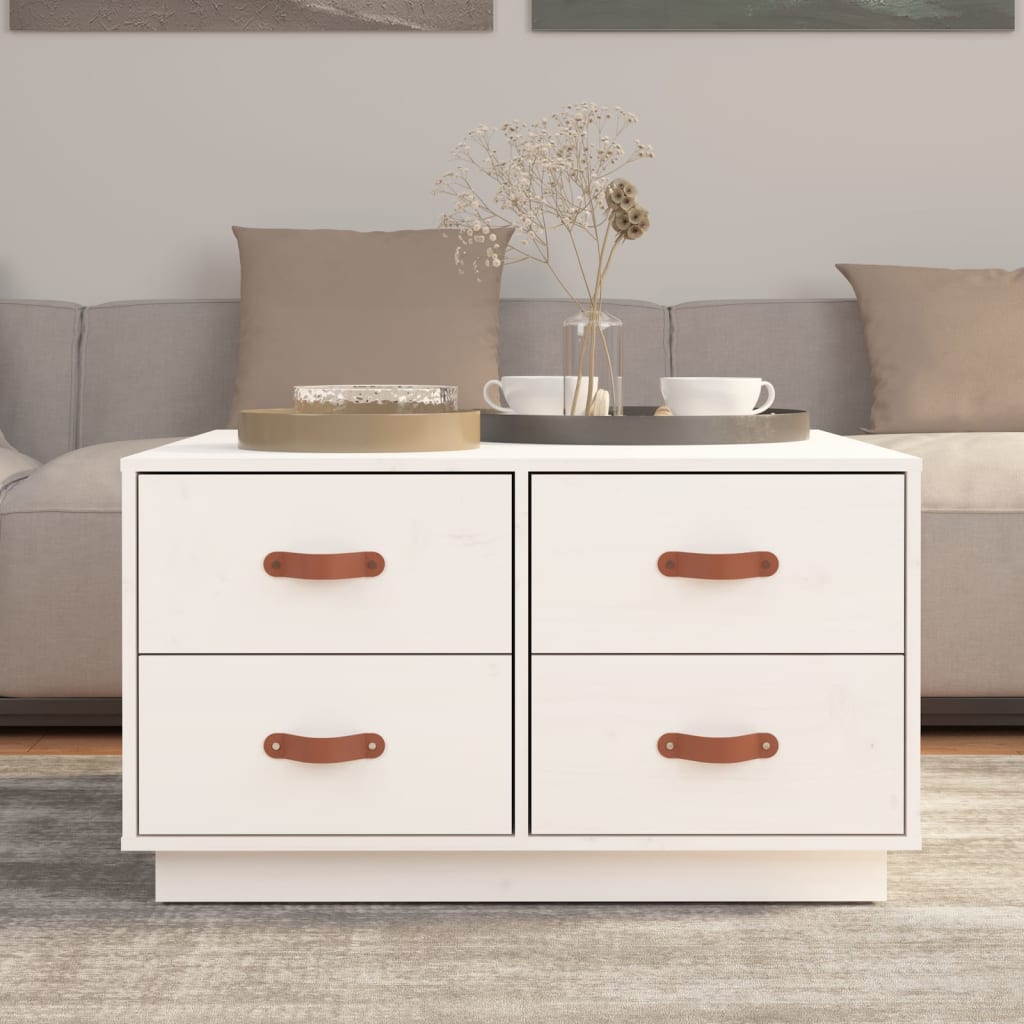 Table basse Blanc 80x80x45 cm Bois massif de pin - XIOS