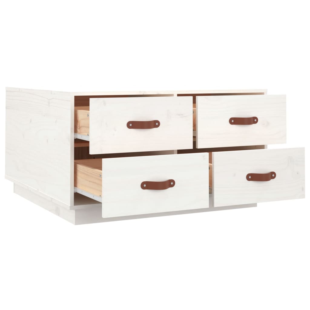 Table basse Blanc 80x80x45 cm Bois massif de pin - XIOS