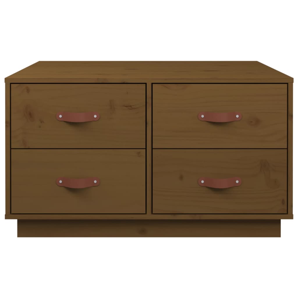 Table basse Marron miel 80x80x45 cm Bois massif de pin - XIOS