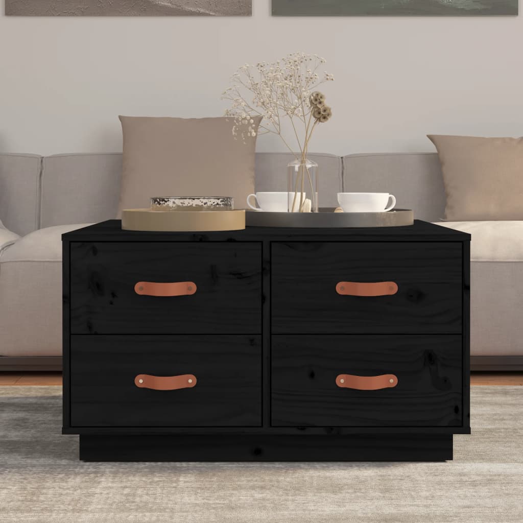 Table basse Noir 80x80x45 cm Bois massif de pin - XIOS