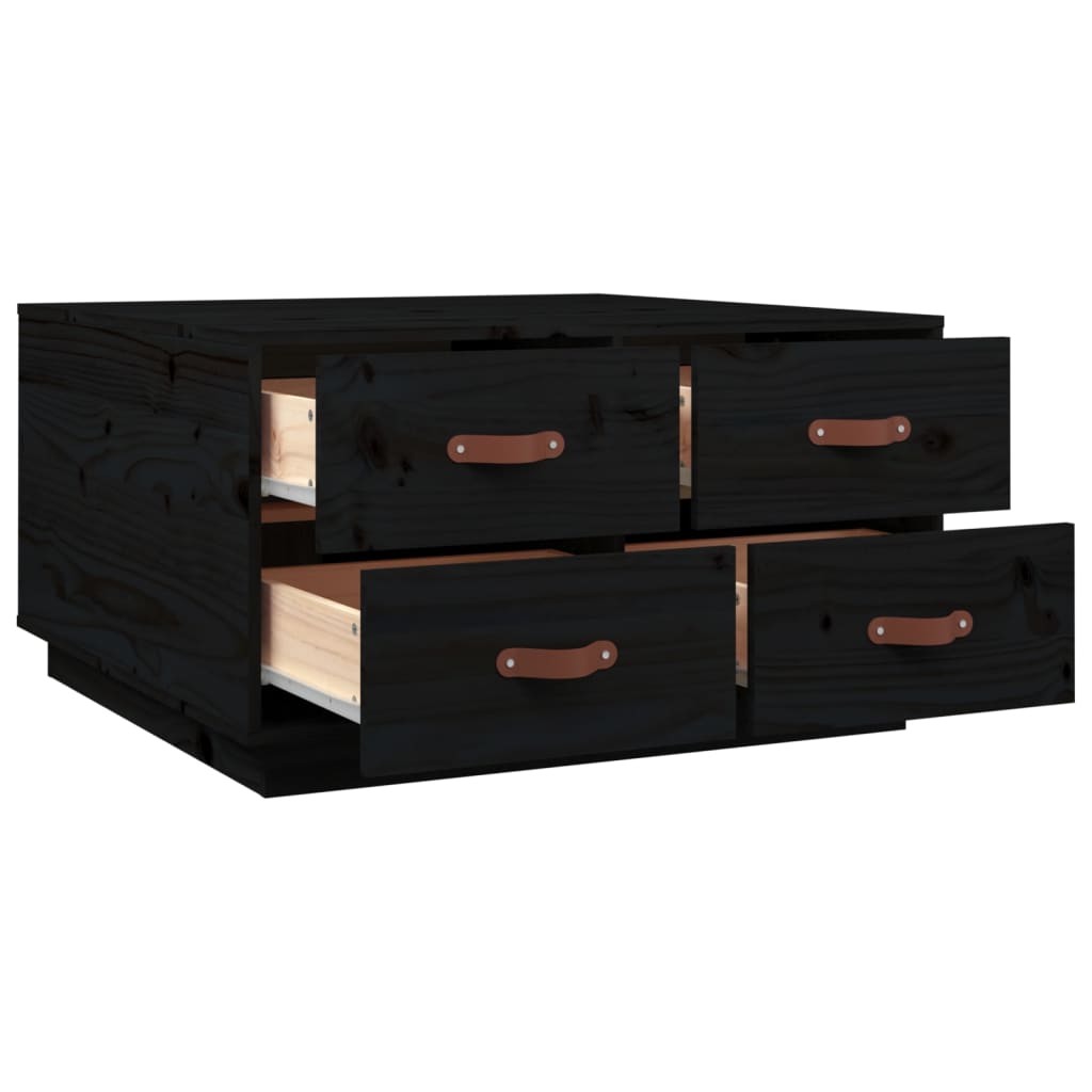 Table basse Noir 80x80x45 cm Bois massif de pin - XIOS