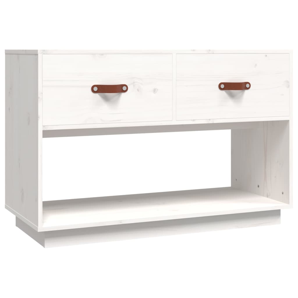 Meuble TV Blanc 90x40x60 cm Bois de pin massif - XIOS