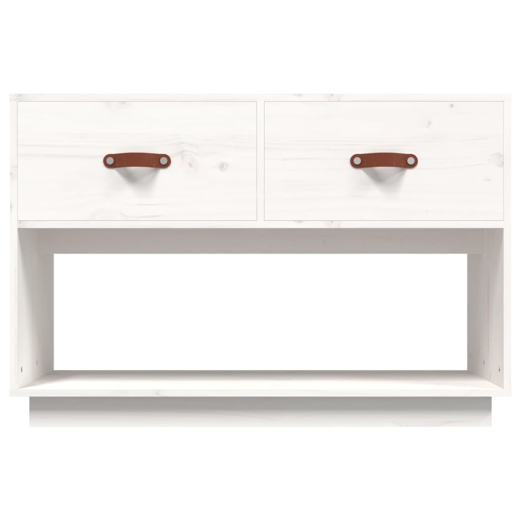 Meuble TV Blanc 90x40x60 cm Bois de pin massif - XIOS