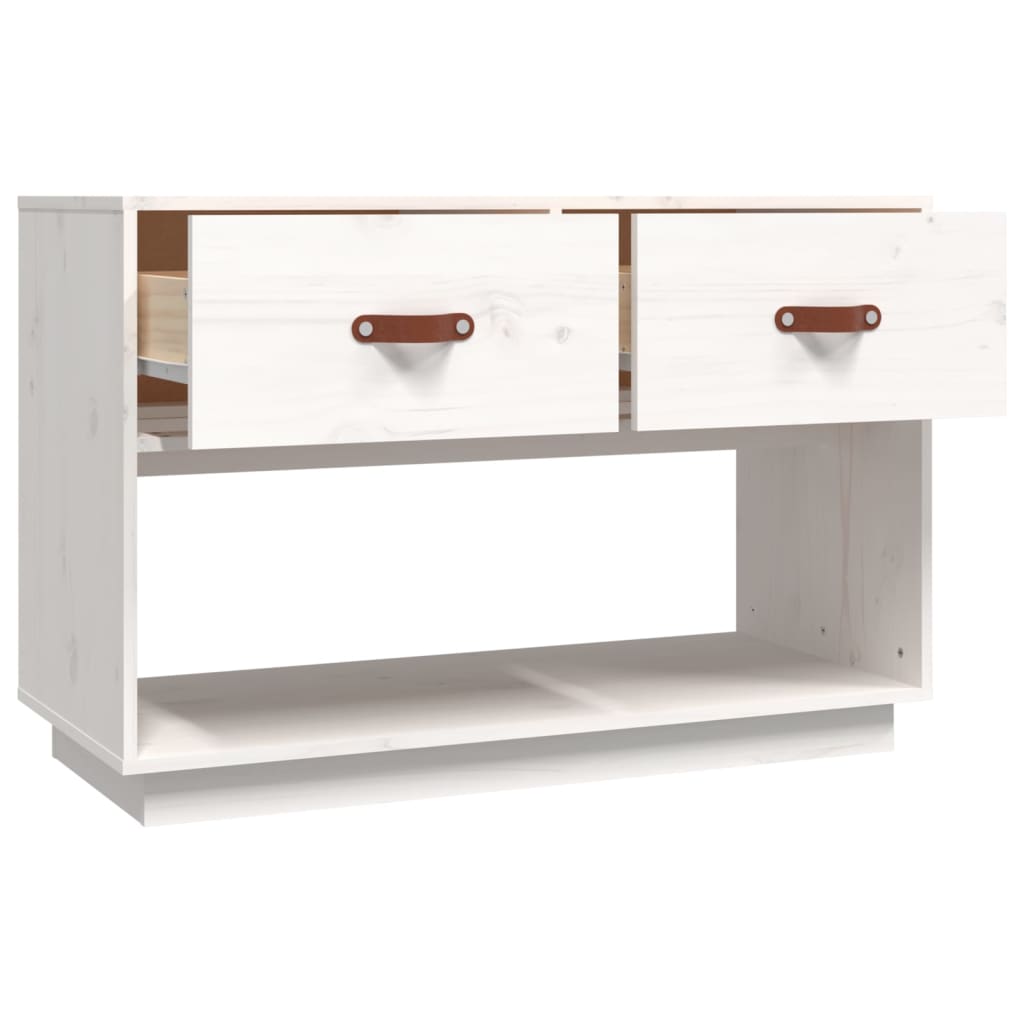 Meuble TV Blanc 90x40x60 cm Bois de pin massif - XIOS