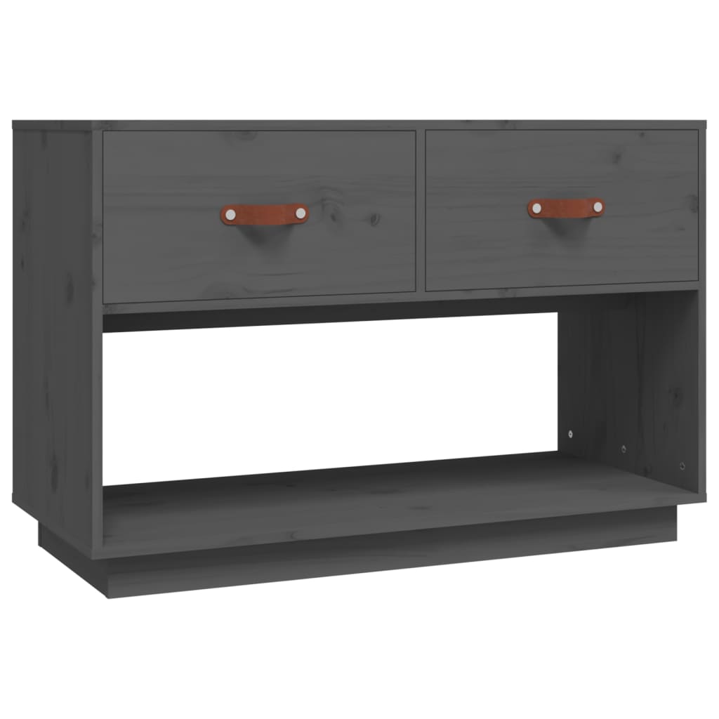Meuble TV Gris 90x40x60 cm Bois de pin massif - XIOS