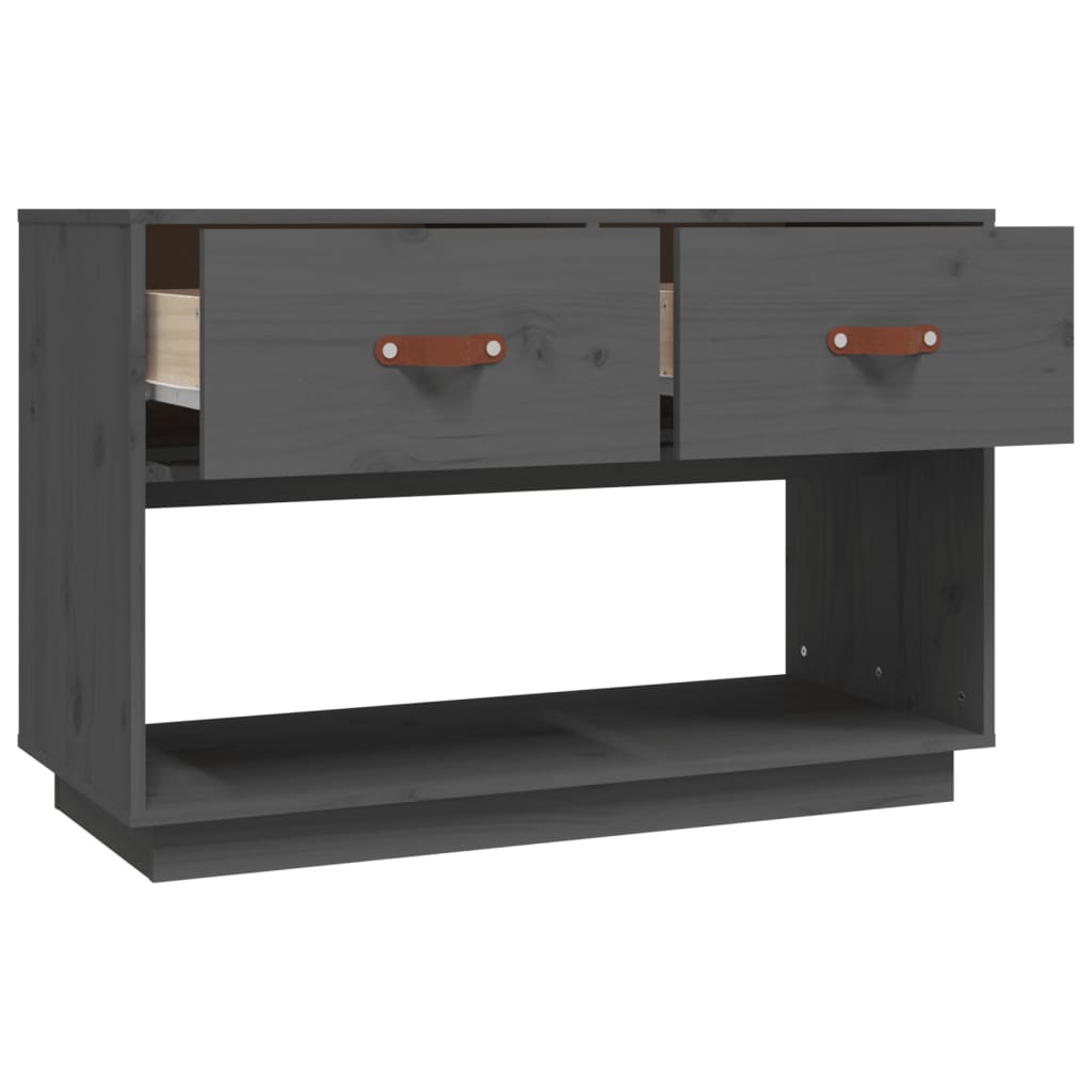 Meuble TV Gris 90x40x60 cm Bois de pin massif - XIOS