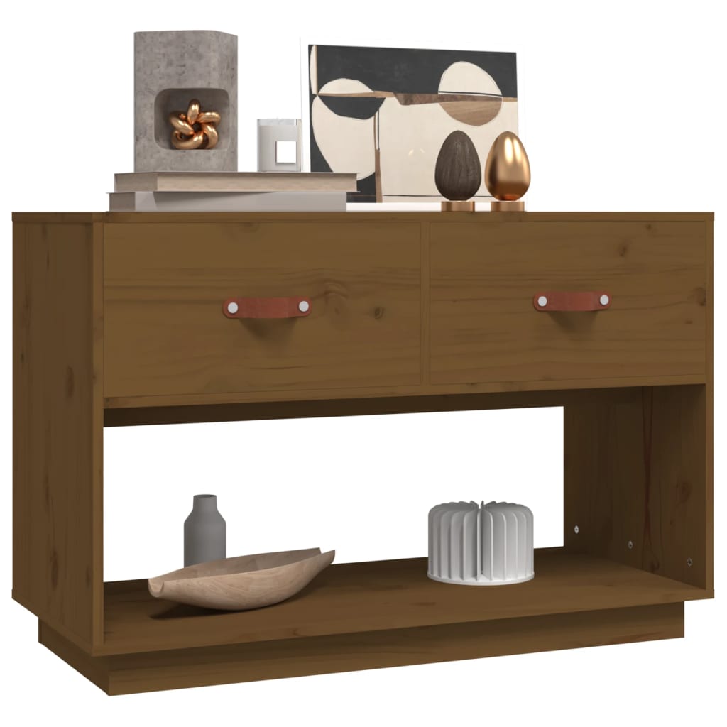 Meuble TV Marron miel 90x40x60 cm Bois de pin massif - XIOS