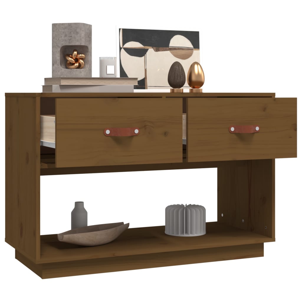 Meuble TV Marron miel 90x40x60 cm Bois de pin massif - XIOS