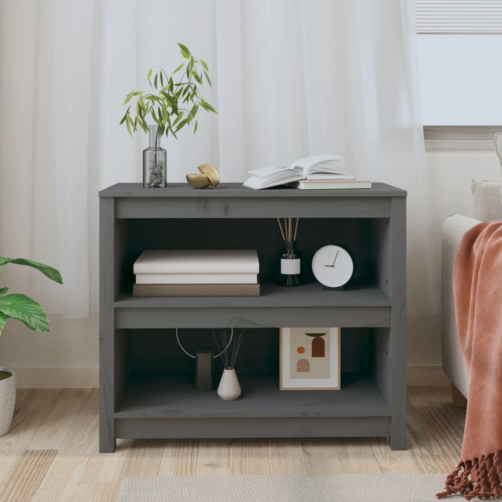 Bibliothèque Gris 80x35x68 cm Bois de pin massif - XIOS